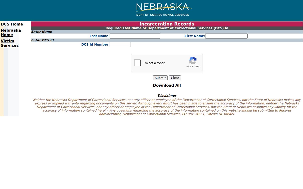 NDCS state custody search compared with Furnas County arrest records
