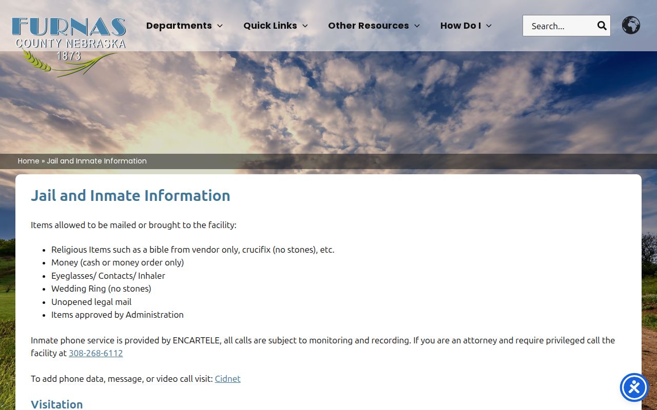 Furnas County jail information for arrest and booking records